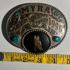 Silver and Turquoise Belt Buckle